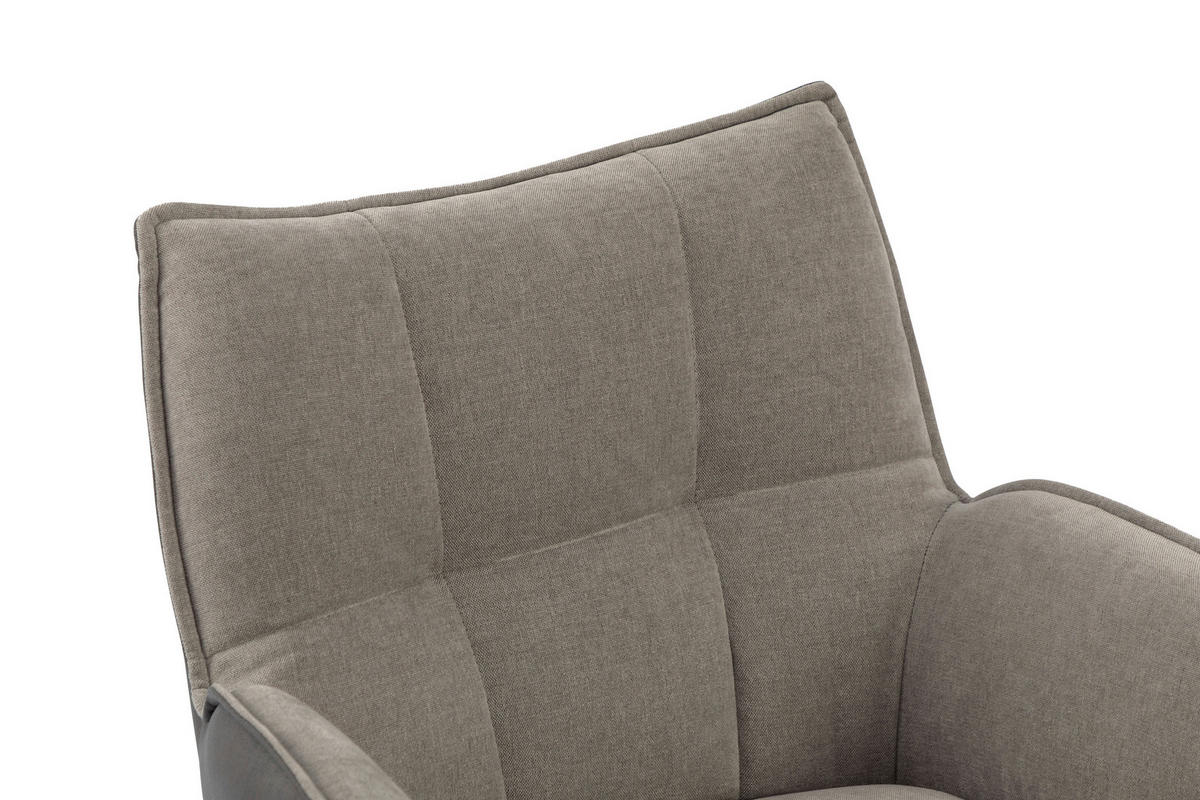 ARMLEHNSTUHL  Sitzfläche 180° drehbar Webstoff  Grau, Schwarz  - Schwarz/Grau, MODERN, Textil/Metall (60ml) - MID.YOU