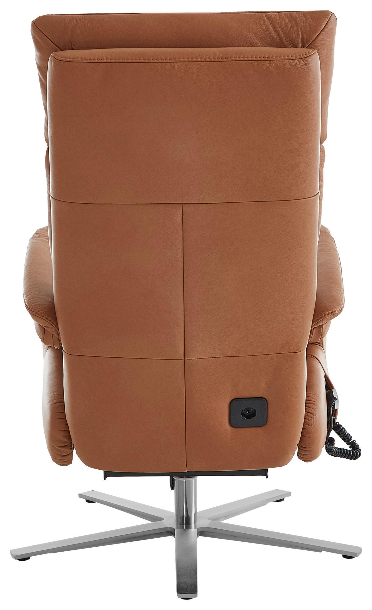 RELAXSESSEL in Leder Braun  - Edelstahlfarben/Braun, Design, Leder/Metall (70/124/85cm) - Cantus