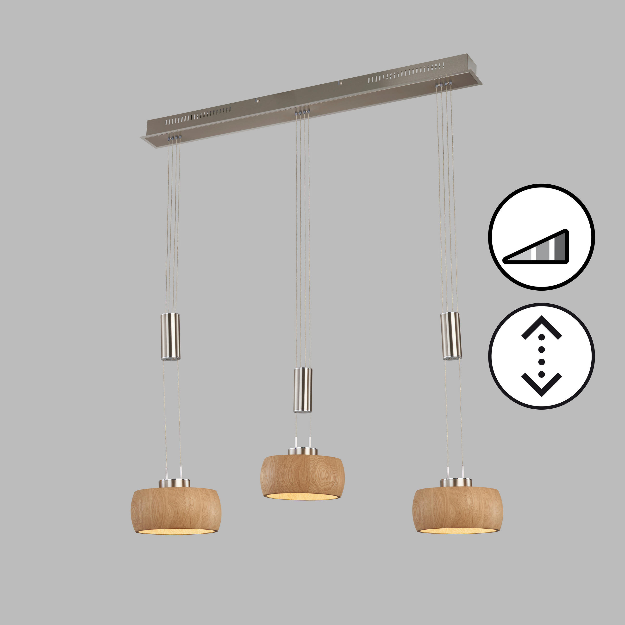 LED-HÄNGELEUCHTE Shine-Wood 100/21/150 cm   - Natur, Holz/Metall (100/21/150cm) - Fischer & Honsel