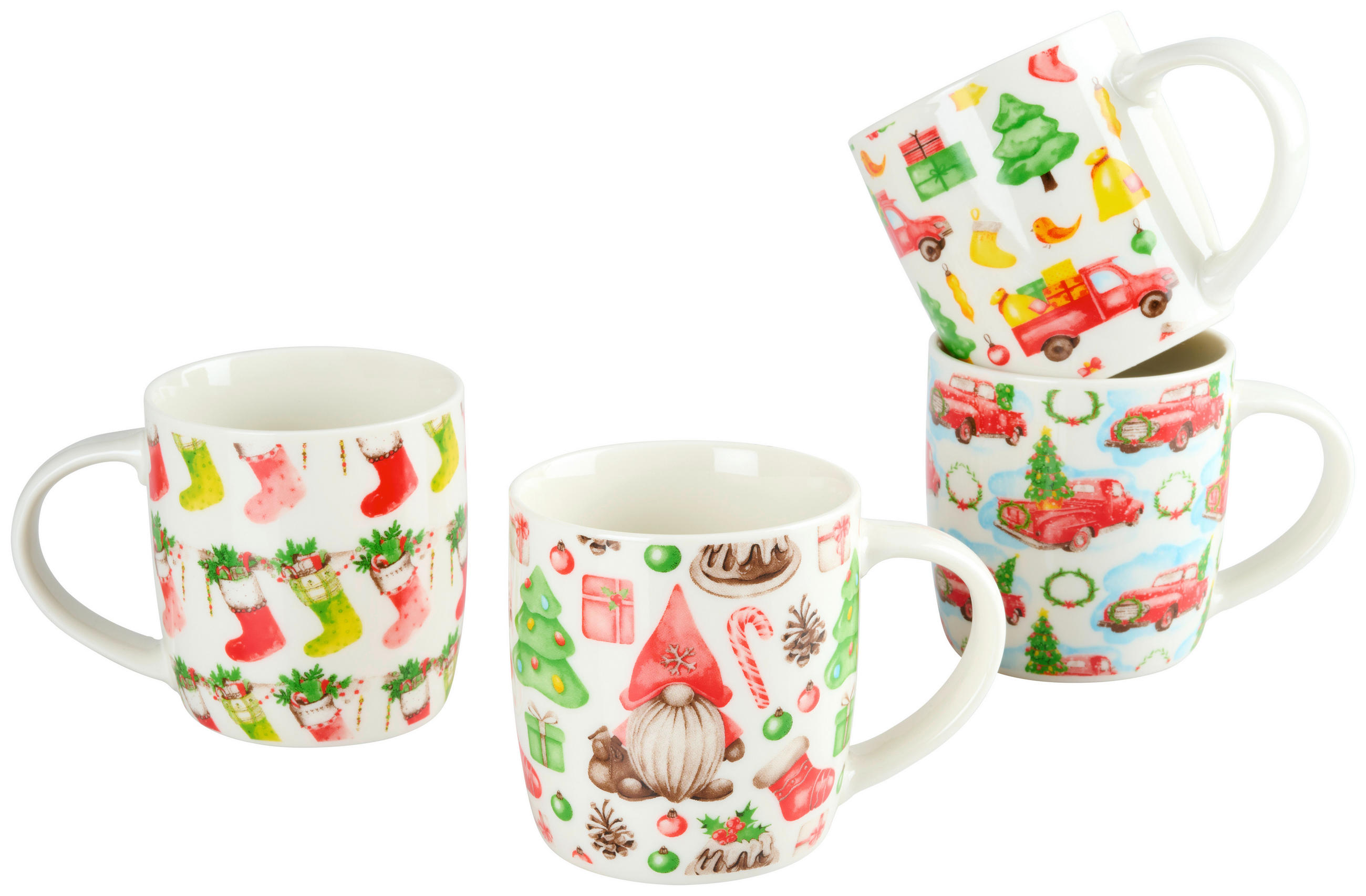 LONČEK ZA KAVO    325 ml      - rdeča/zelena, Trendi, keramika (8,5/9,1cm) - X-Mas