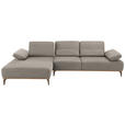 ECKSOFA in Mikrofaser Grau  176/298 cm  - Beige/Bronzefarben, Design, Textil/Metall (176/298cm) - Valnatura