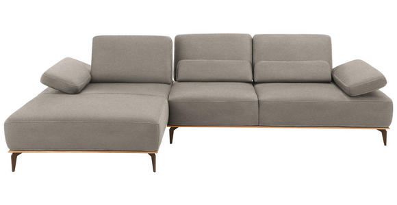 ECKSOFA in Mikrofaser Grau  176/298 cm  - Beige/Bronzefarben, Design, Textil/Metall (176/298cm) - Valnatura