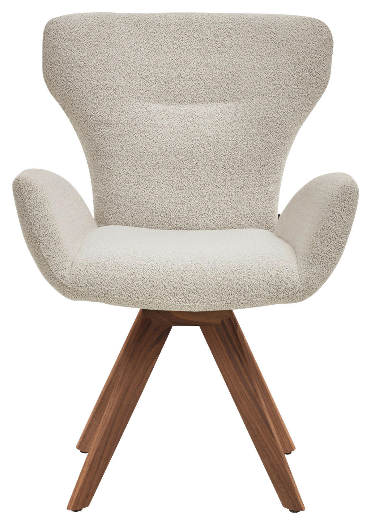 ARMLEHNSTUHL  Stoffauswahl, Typenauswahl, inklusive Armlehnen, Gestellauswahl, gepolsterte Armlehnen Bouclé  - Champagner/Nussbaumfarben, Design, Holz/Textil (65/93/68cm) - Musterring