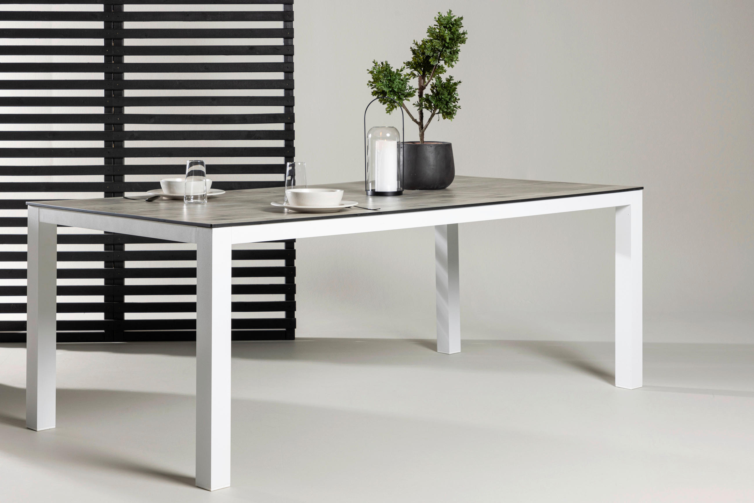 UTEBORD metall, plast rektangulär  - vit/grå, Klassisk, metall/plast (205/100/75cm) - Gardenson