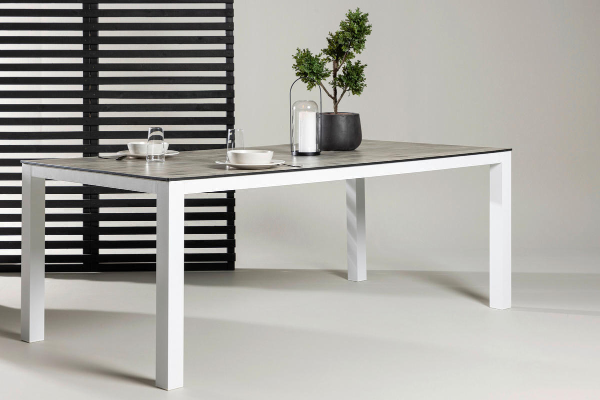 UTEBORD metall, plast rektangulär  - vit/grå, Klassisk, metall/plast (205/100/75cm) - Gardenson