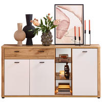 SIDEBOARD Weiss, Eiche Wotan  171/88/41 cm  - Weiss/Anthrazit, Modern, Glas/Holzwerkstoff (171/88/41cm) - Stylife
