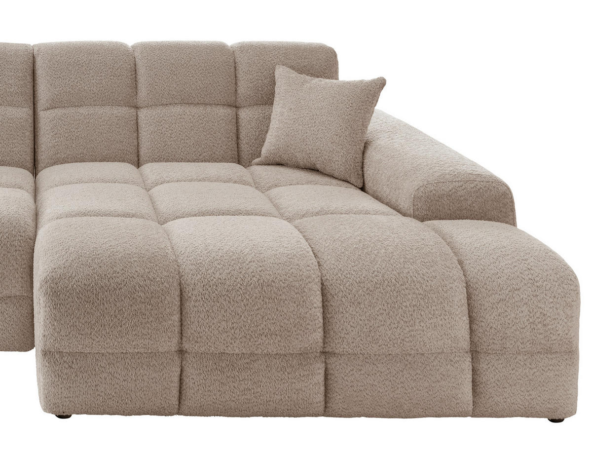 ECKSOFA in Bouclé Beige  - Beige/Schwarz, Modern, Kunststoff/Textil (301/152cm) - Livetastic
