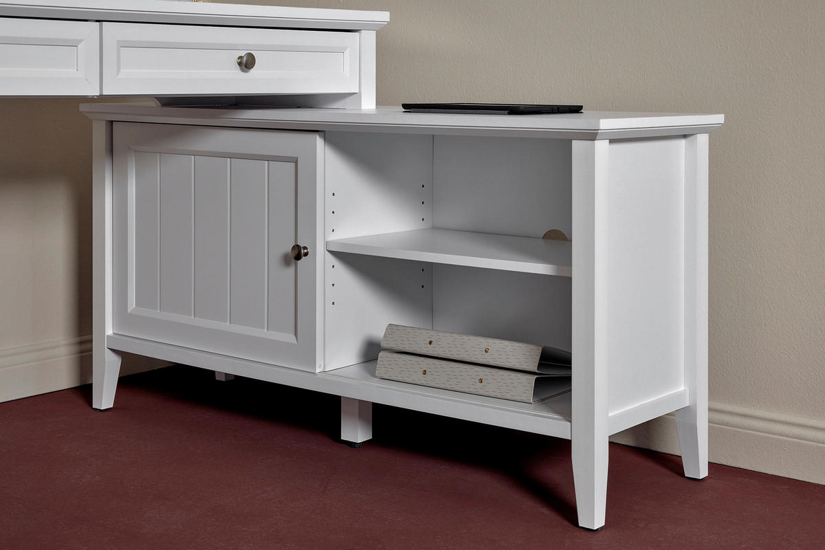 ECKSCHREIBTISCH 145/120/77 cm  in Weiss  - Weiss/Silberfarben, Modern, Holzwerkstoff/Metall (145/120/77cm) - MID.YOU