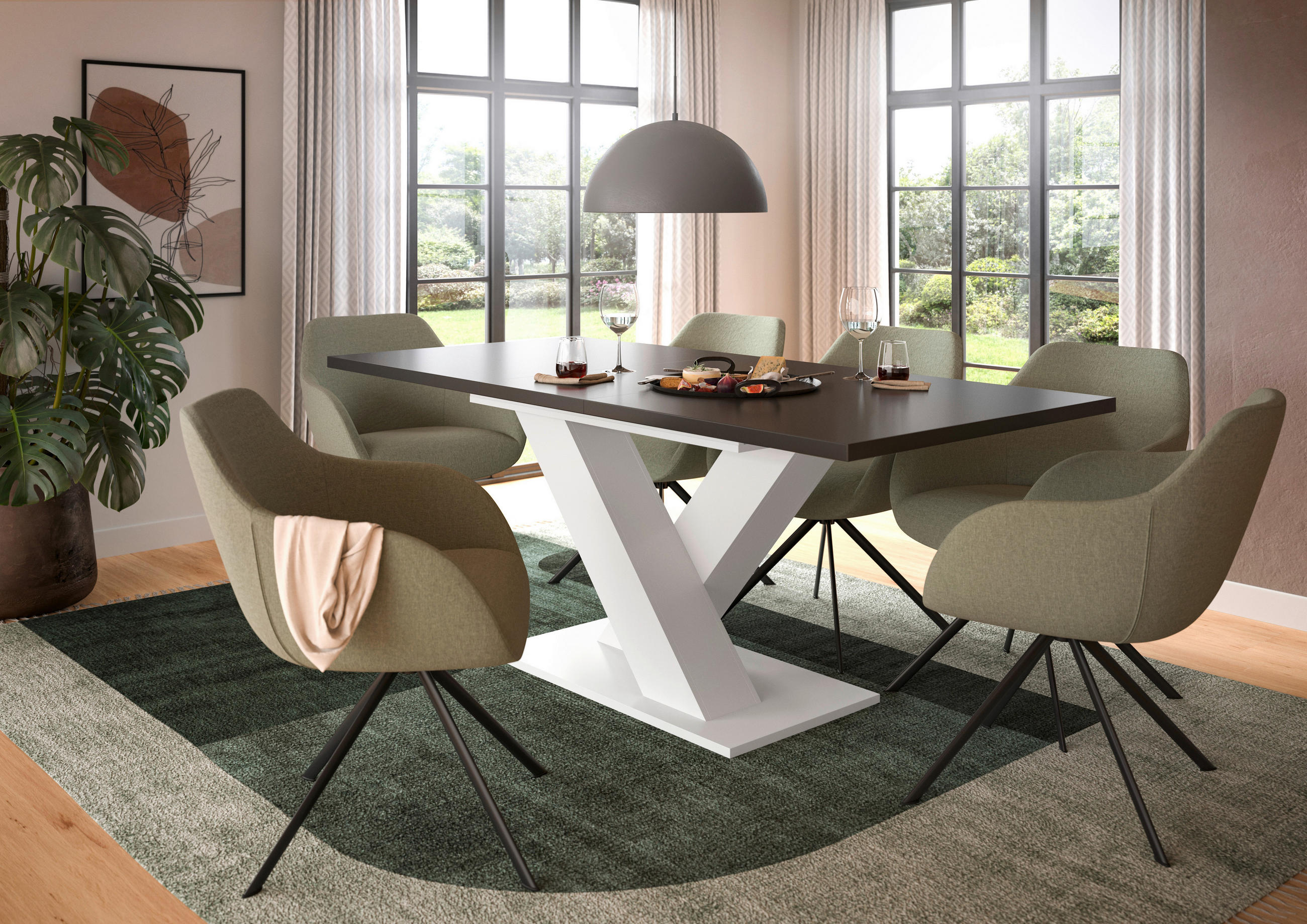 AUSZIEHTISCH Grau, Weiß rechteckig  ausziehbar  - Weiß/Grau, KONVENTIONELL, Holzwerkstoff (150-190/90/75cm)