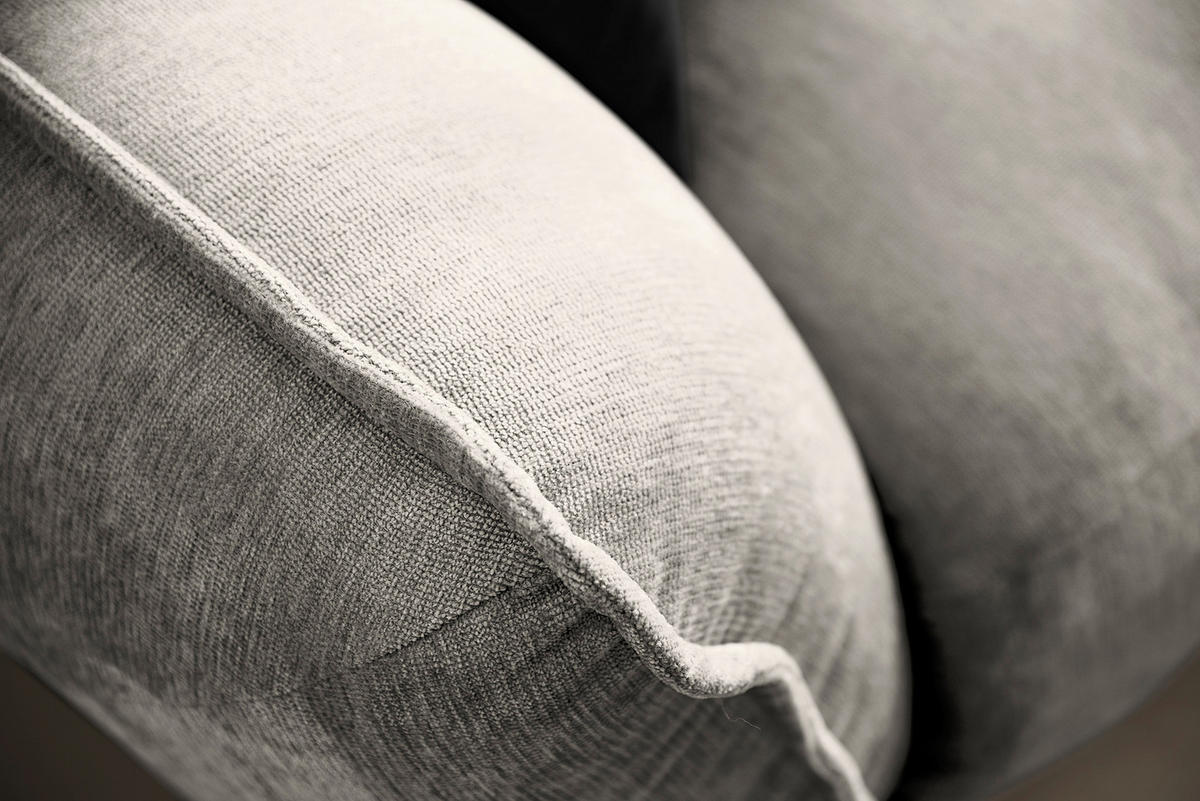 ECKSOFA in Chenille Silberfarben  - Silberfarben/Schwarz, Modern, Kunststoff/Textil (269/184cm) - Trendmanufaktur