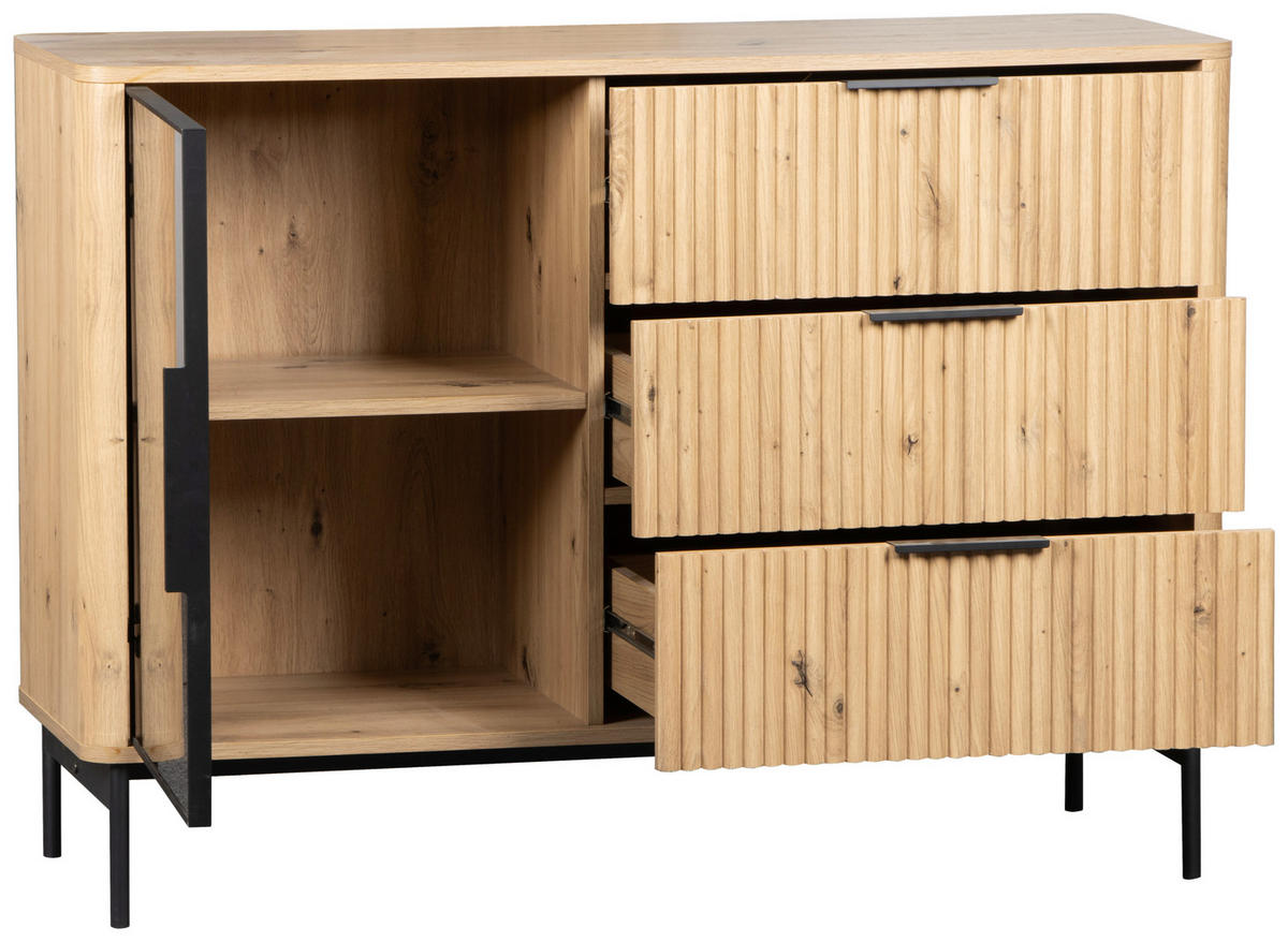 SIDEBOARD  in 114/82/40 cm  - Schwarz/Eiche Artisan, Design, Glas/Holzwerkstoff (114/82/40cm) - MID.YOU