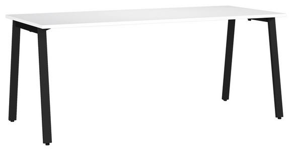 SCHREIBTISCH 180/80/75 cm  in Schwarz, Weiß  - Schwarz/Weiß, MODERN, Holzwerkstoff/Metall (180/80/75cm) - Novel