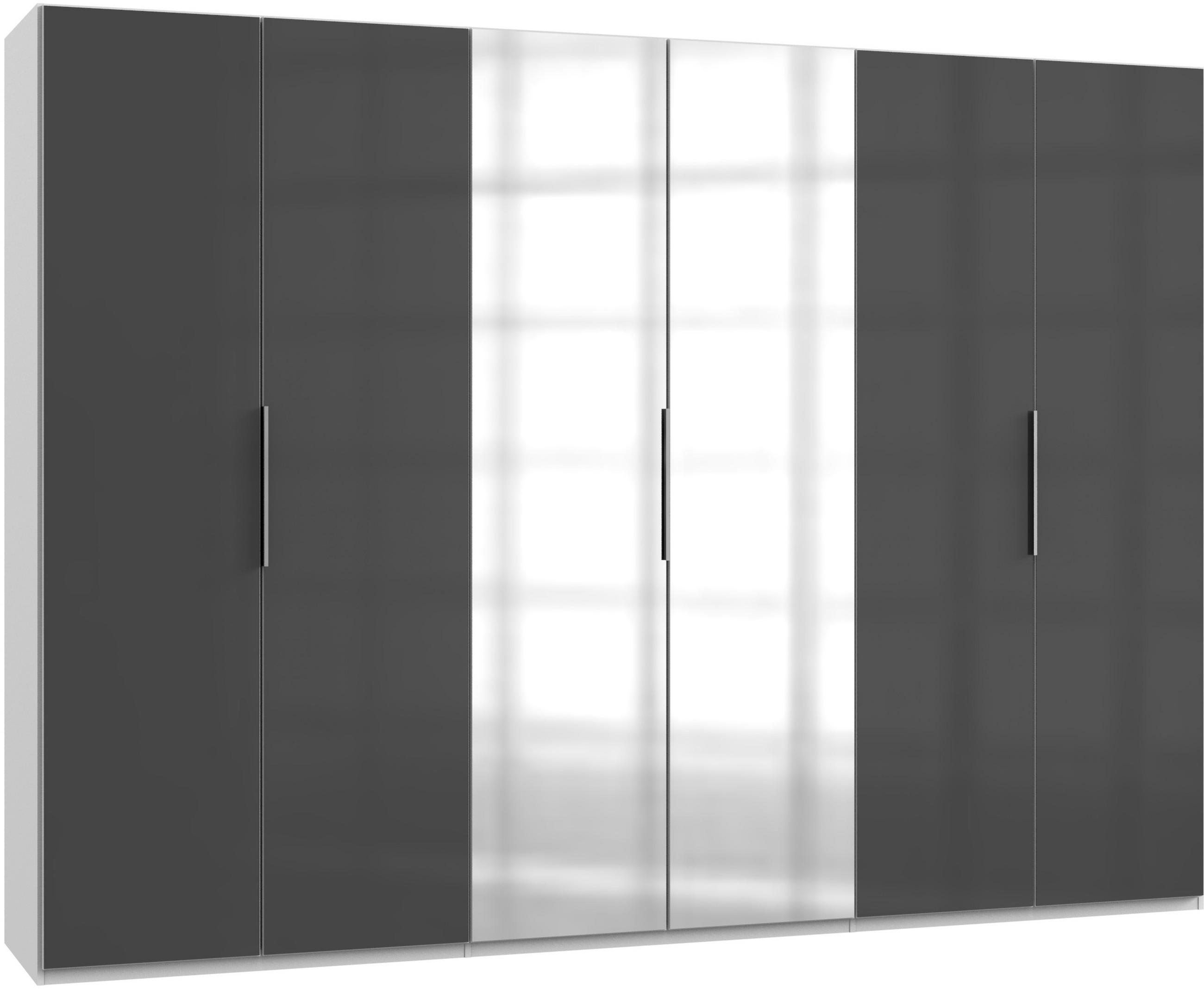 GARDEROB MED GÅNGJÄRN 300/216/58 cm 6-dörrar - vit/kromfärg, Modern, metall/trämaterial (300/216/58cm) - MID.YOU