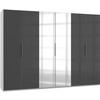 DREHTÜRENSCHRANK 300/216/58 cm 6-türig Weiß, Grau  - Chromfarben/Weiß, MODERN, Glas/Holzwerkstoff (300/216/58cm) - MID.YOU