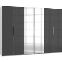 DREHTÜRENSCHRANK in Grau, Weiss  - Chromfarben/Weiss, Modern, Glas/Holzwerkstoff (300/216/58cm) - MID.YOU