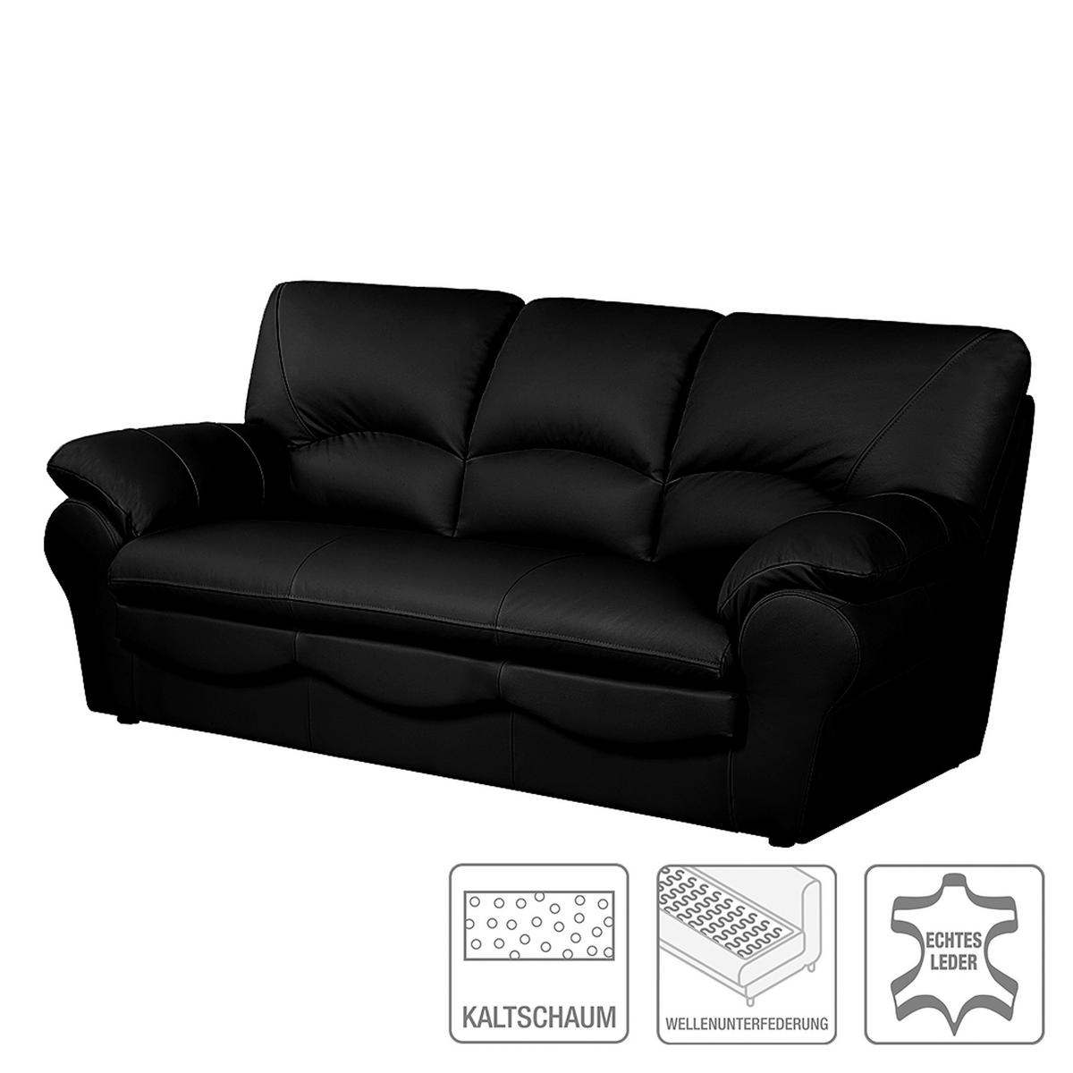 SCHLAFSOFA in Leder Schwarz  - Schwarz, Design, Leder/Kunststoff (205/92/85cm) - Livetastic