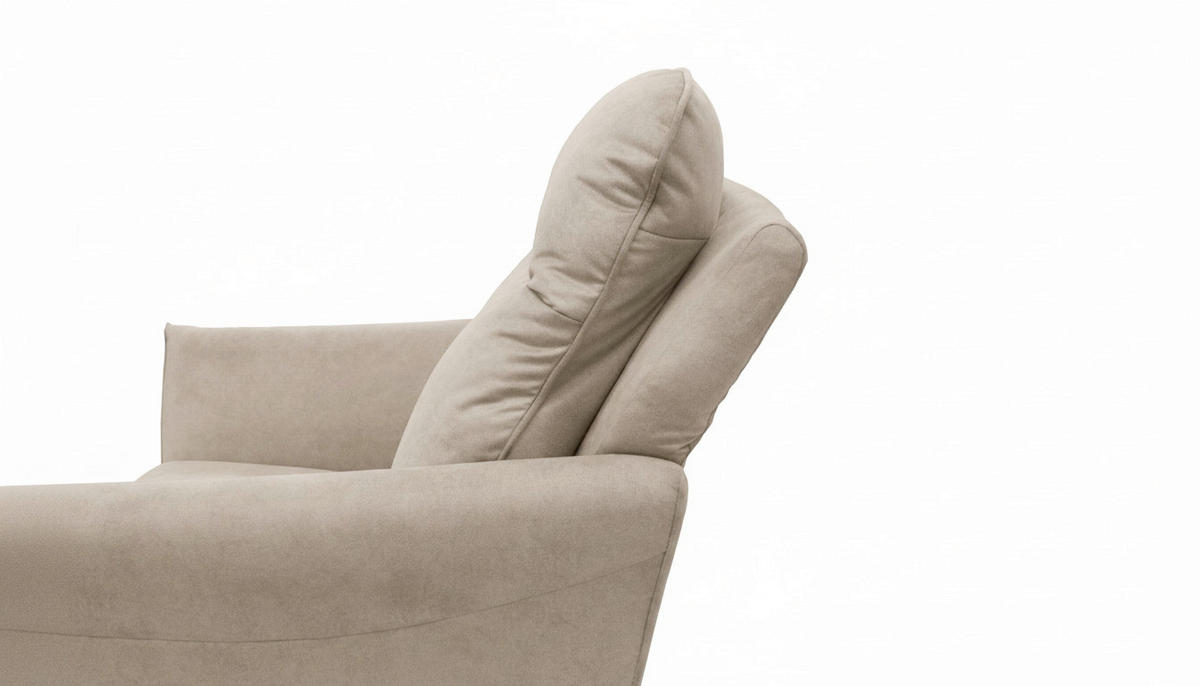 2-SITZER-SOFA Mikrofaser Beige  - Beige/Buchefarben, Design, Holz/Textil (145/110/92cm) - Livetastic