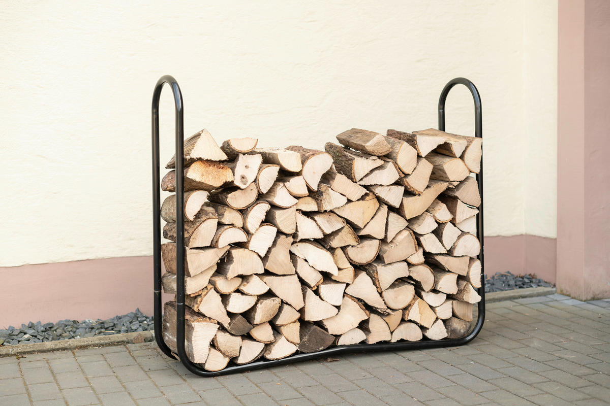 KAMINHOLZREGAL 122/103/25 cm  Metall  - Schwarz, Basics, Metall (122/103/25cm)