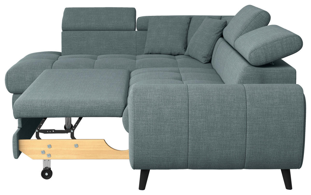 ECKSOFA in Flachgewebe Blau  - Blau/Schwarz, Design, Textil/Metall (195/246cm) - Livetastic