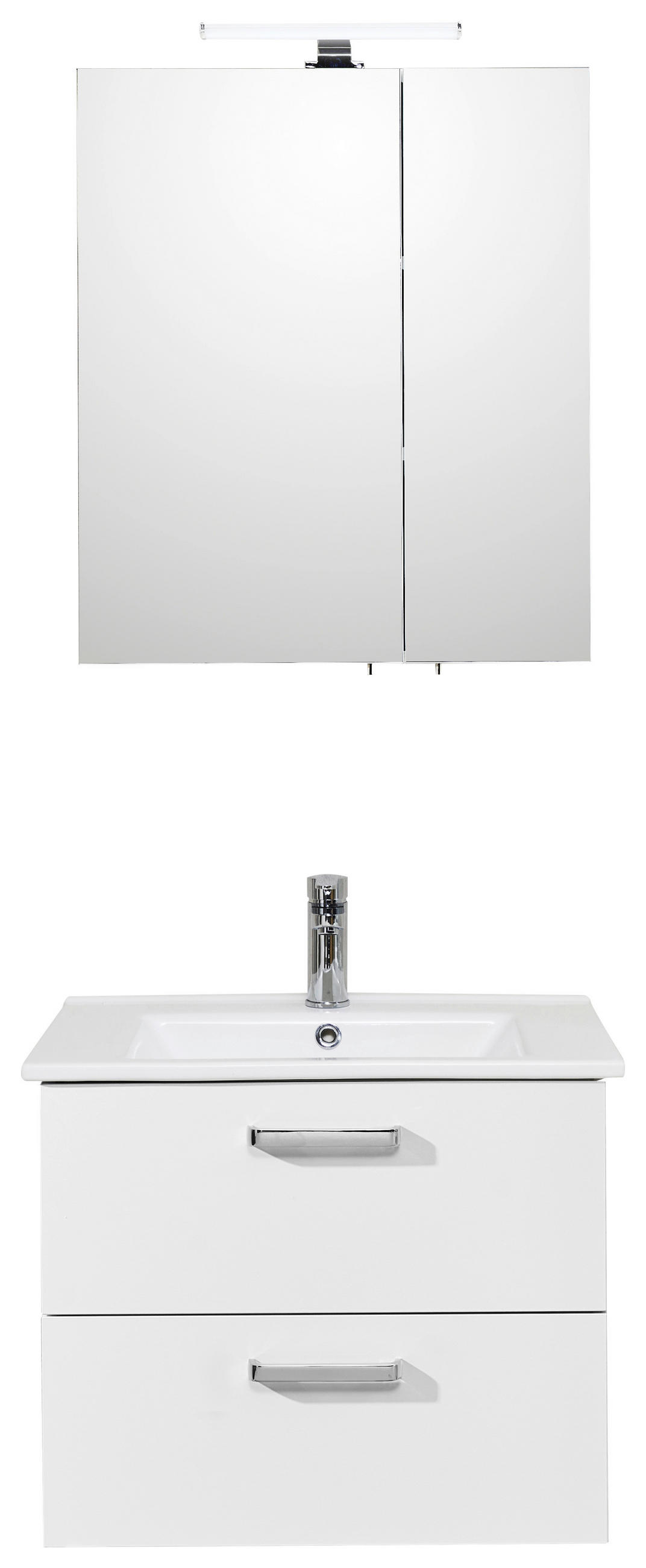 FÜRDŐSZOBABÚTOR - krómszínű/fehér, Design, faalapú anyag/üveg (65cm) - Xora