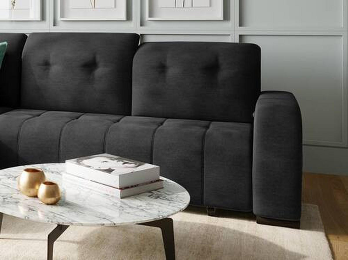 ECKSOFA in Mikrofaser Schwarz  - Schwarz, Modern, Textil/Metall (292/185cm) - Livetastic