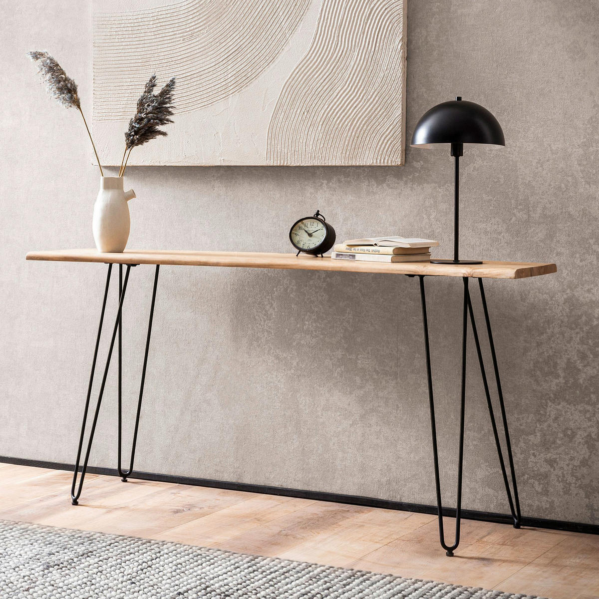 KONSOLENTISCH in Holz 150/36/75 cm   - Schwarz/Akaziefarben, Design, Holz/Metall (150/36/75cm) - MID.YOU