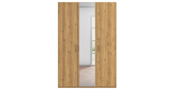 DREHTÜRENSCHRANK 151/223/60 cm 3-türig Eichefarben  - Eichefarben/Silberfarben, Design, Holzwerkstoff/Kunststoff (151/223/60cm) - Novel