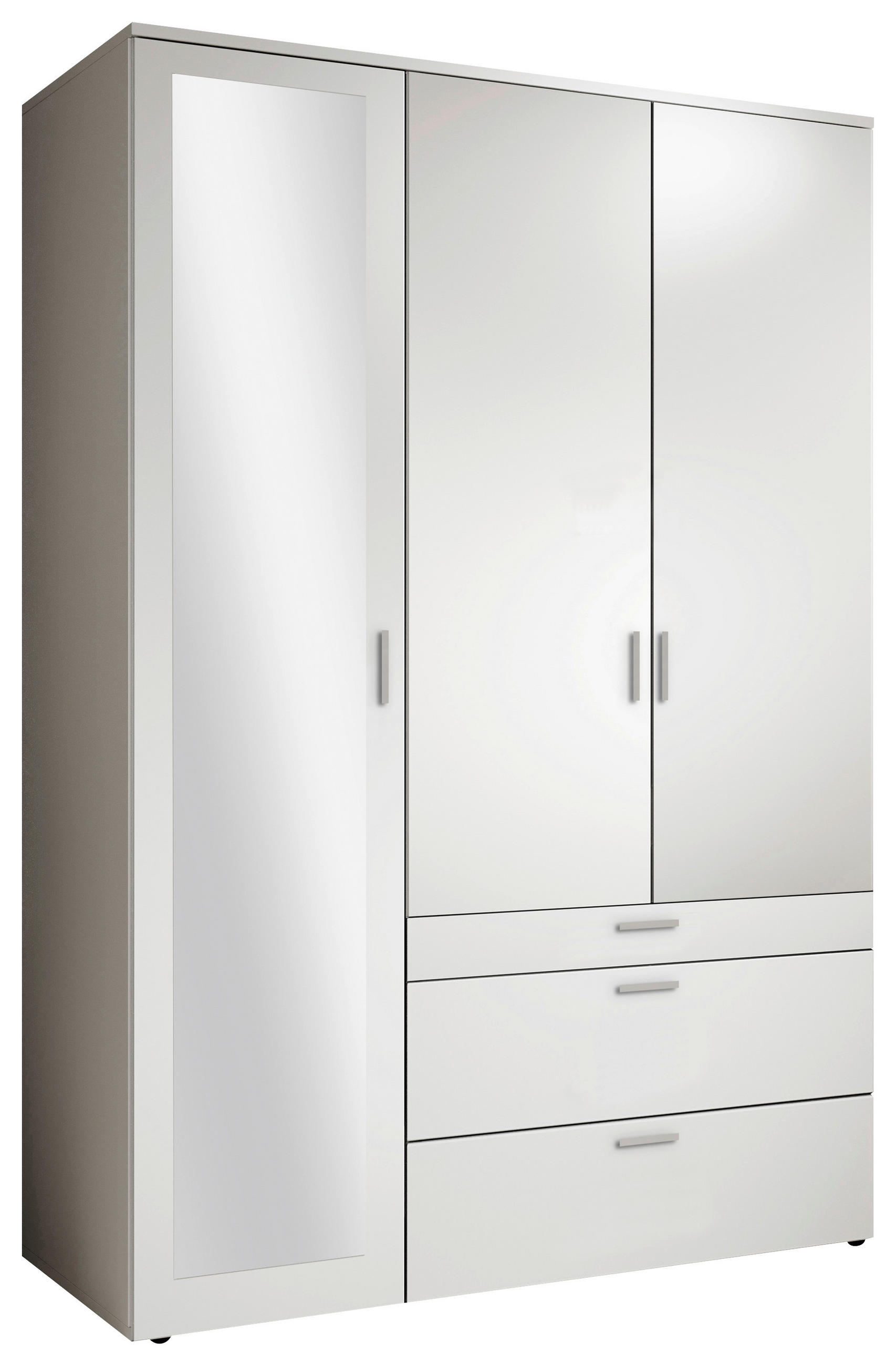 DREHTÜRENSCHRANK 135/195/56 cm 3-türig Weiß  - Alufarben/Weiß, MODERN, Glas/Holzwerkstoff (135/195/56cm) - Livetastic