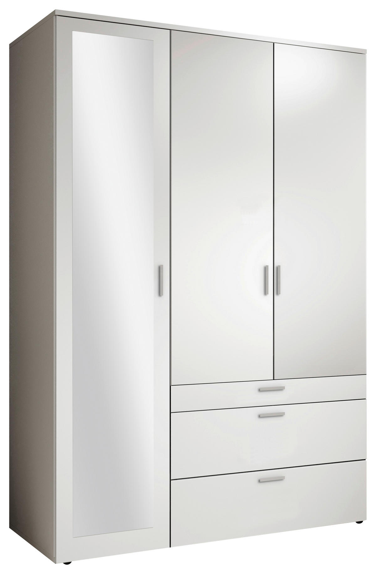 DREHTÜRENSCHRANK  in Weiß  - Alufarben/Weiß, MODERN, Glas/Holzwerkstoff (135/195/56cm) - Livetastic