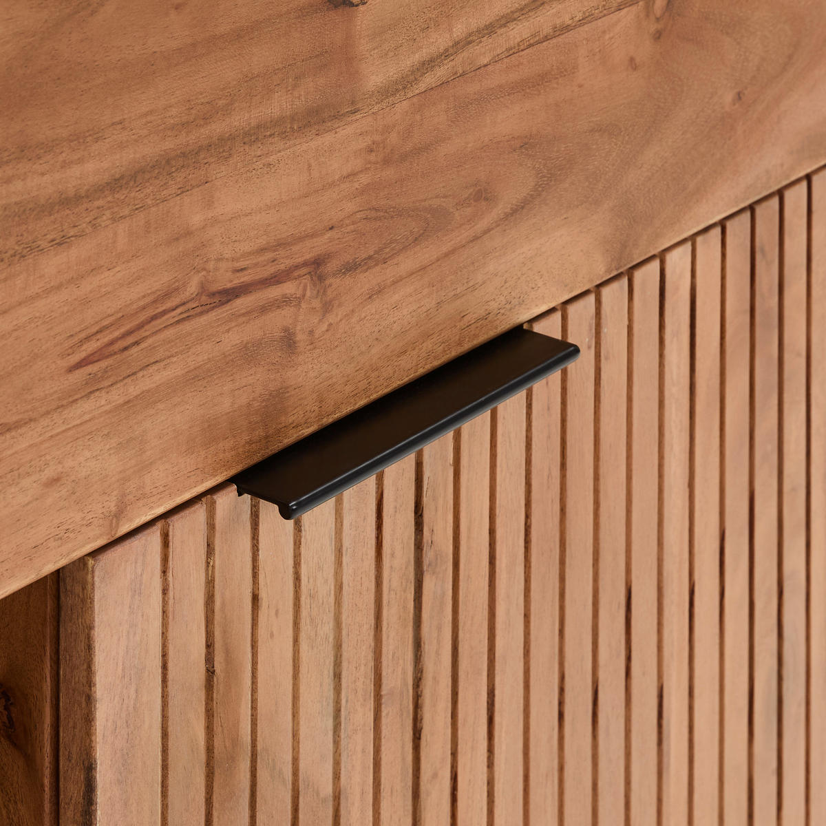 KOMMODE Doha  in 80/101/42 cm  - Schwarz/Naturfarben, KONVENTIONELL, Holz/Metall (80/101/42cm) - Livetastic