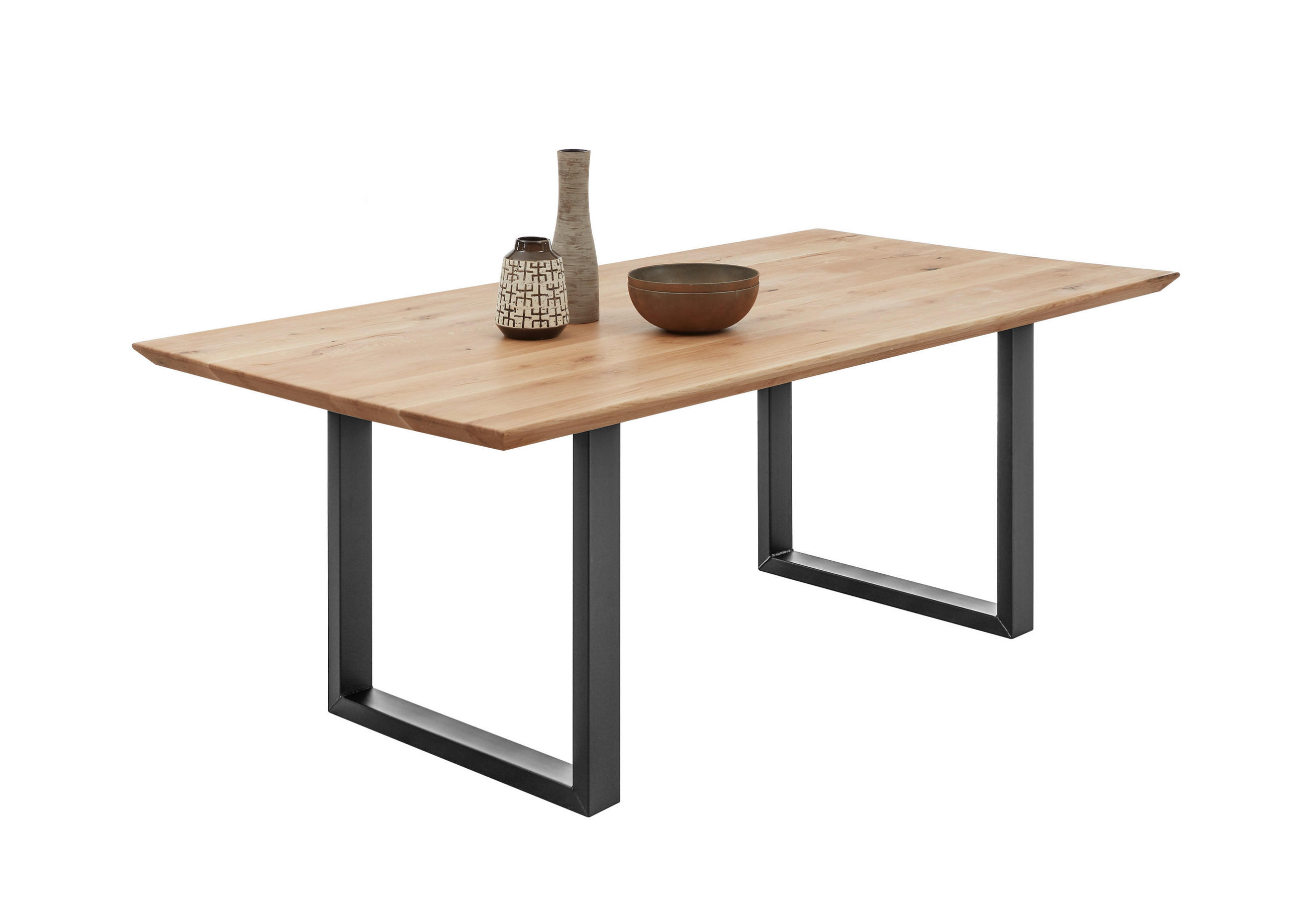 ESSTISCH Holz, Metall 220/100/77 cm  - Eichefarben/Schwarz, Konventionell, Holz/Metall (220/100/77cm) - Livetastic