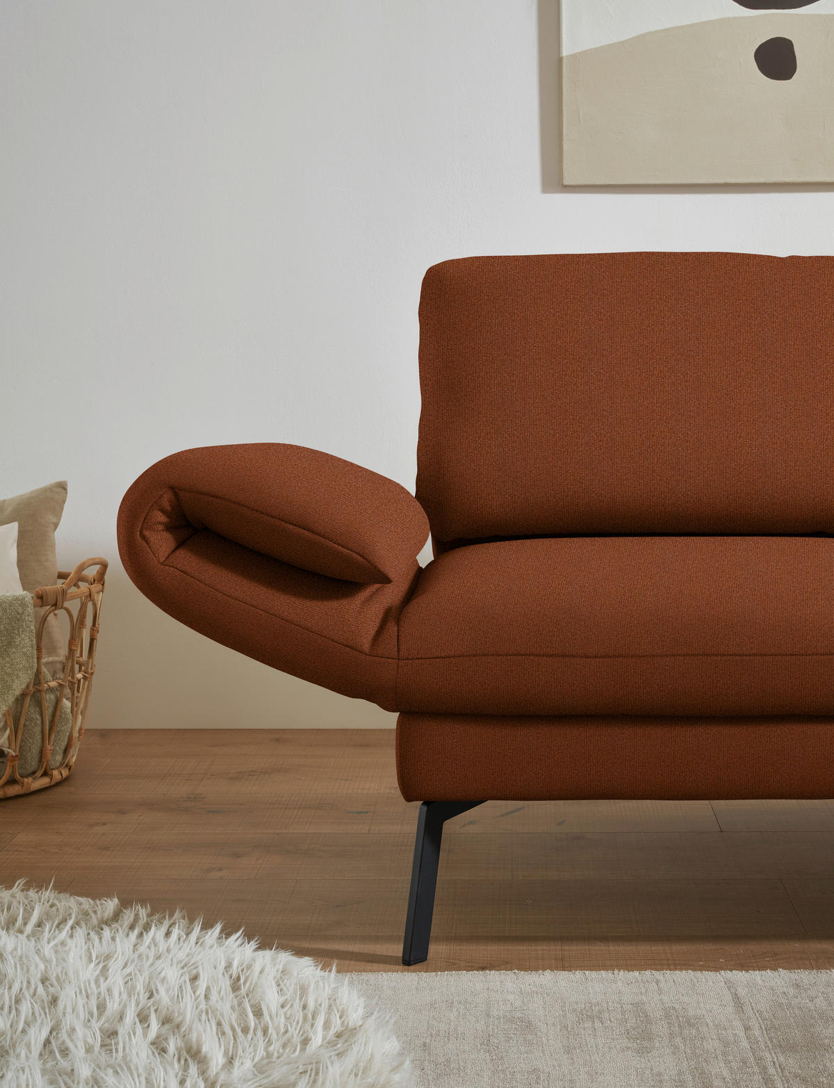 ECKSOFA  in Flachgewebe Kupferfarben  255-365/175-224 cm  - Schwarz/Kupferfarben, Design, Textil/Metall (255-365/175-224cm) - Dieter Knoll