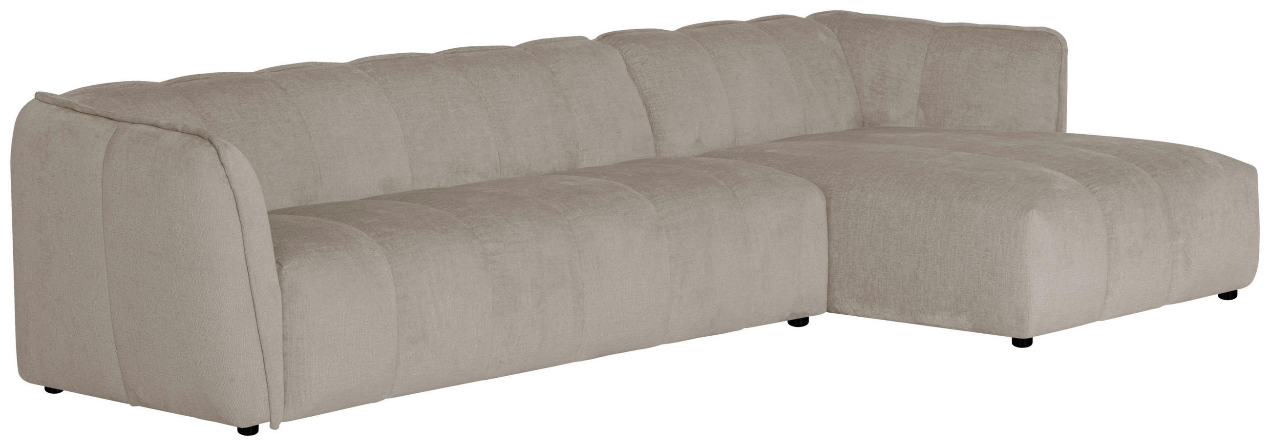 ECKSOFA LIVOLI in Chenille Creme  306/160 cm  - Creme/Schwarz, Design, Textil (306/160cm) - MID.YOU