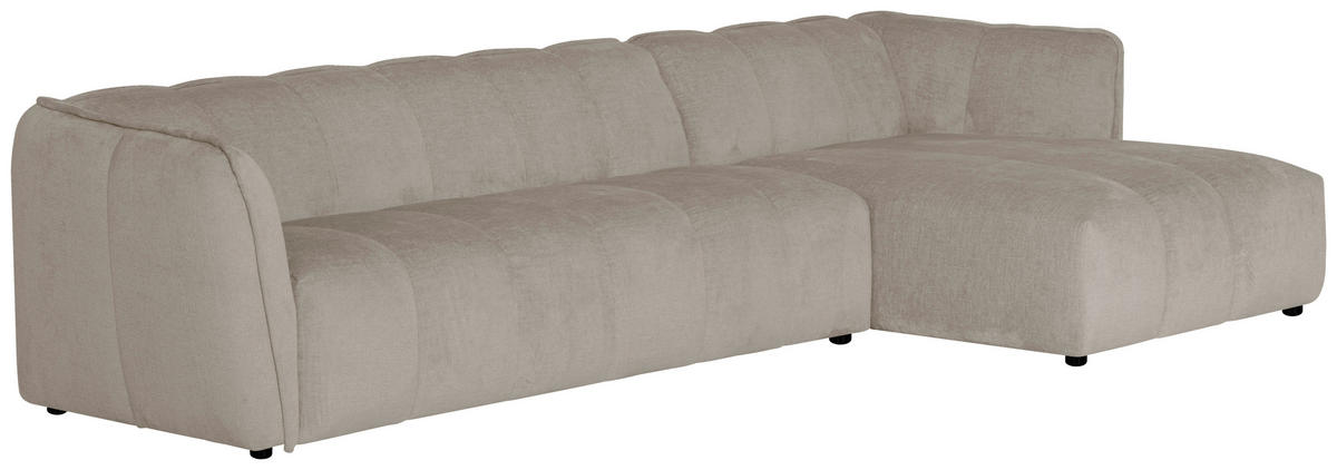 ECKSOFA LIVOLI in Chenille Creme  306/160 cm  - Creme/Schwarz, Design, Textil (306/160cm) - MID.YOU