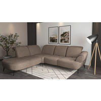 ECKSOFA DANCE E in Chenille Cappuccino  270/302 cm  - Schwarz/Cappuccino, MODERN, Textil/Metall (270/302cm) - Sit & More