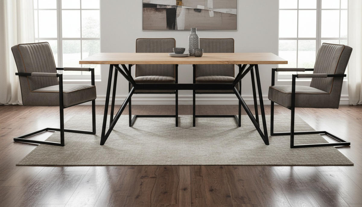 SCHWINGSTUHL  in Eisen  - Taupe/Schwarz, KONVENTIONELL, Textil/Metall (47/92/70cm)