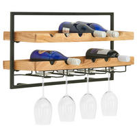 REGÁL NA VÍNO - čierna/farba akácie, Trend, kov/drevo (65/35/25cm) - Landscape