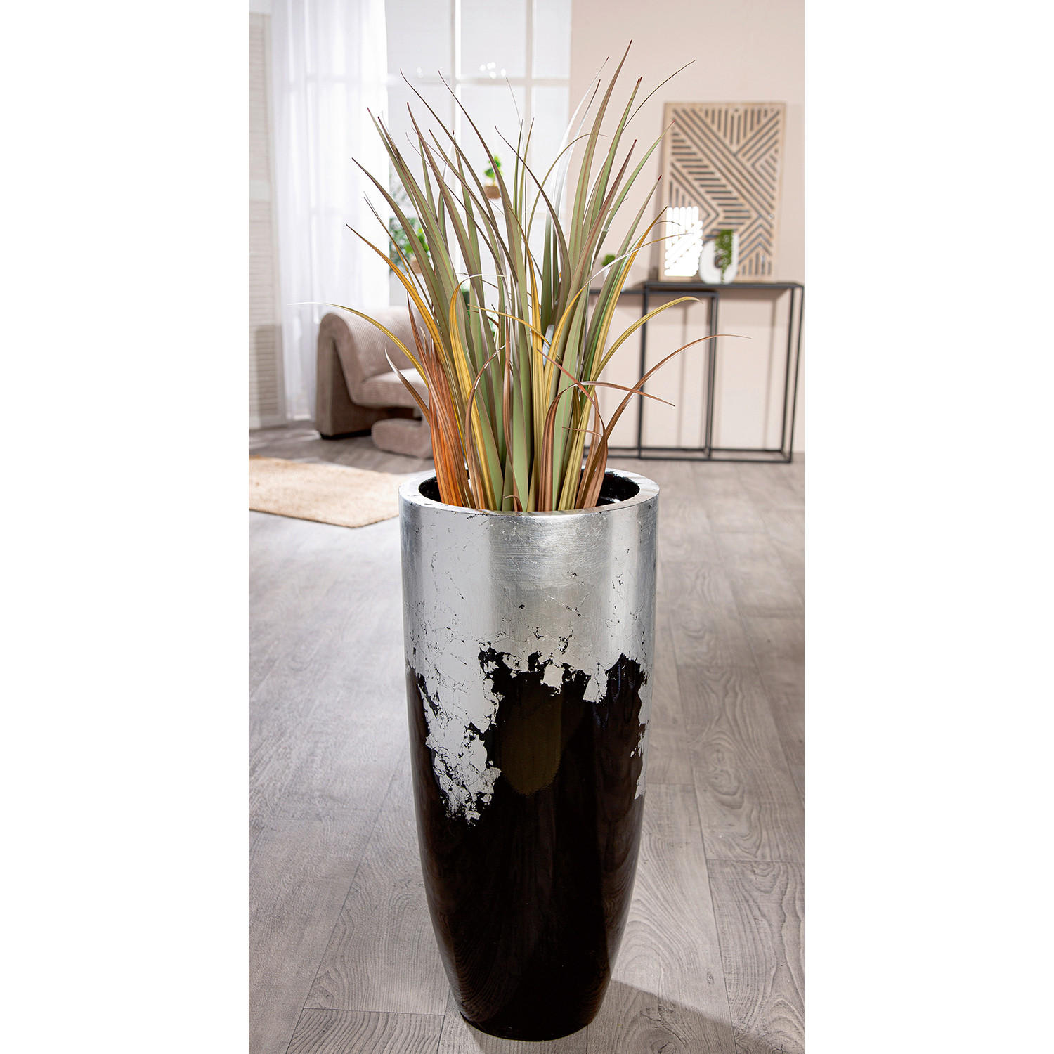 ÜBERTOPF   - Silberfarben/Schwarz, Basics, Glas (36/80cm)