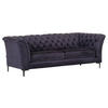 CHESTERFIELD-SOFA  in Flachgewebe Anthrazit  - Anthrazit/Schwarz, LIFESTYLE, Textil/Metall (220/80/100cm) - Landscape