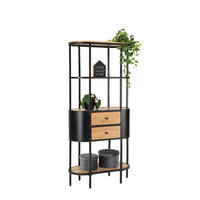 ÁLLÓPOLC 78/172/36 cm fekete, akáciaszínű  - akáciaszínű/fekete, Trend, fa/fém (78/172/36cm) - Ambia Home