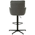 BARHOCKER Leinenoptik Grau, Schwarz Eisen Sitzfläche 360° drehbar, Stoffauswahl  - Taupe/Schwarz, Design, Textil/Metall (58/103-123/61cm) - Novel