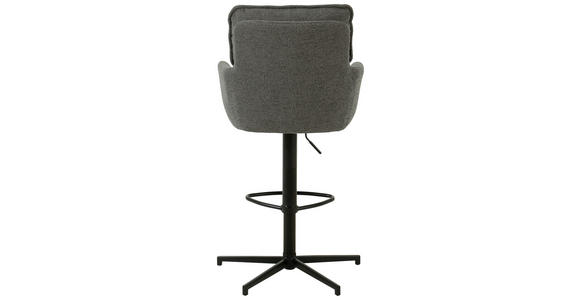 BARHOCKER Leinenoptik Grau, Schwarz Eisen Sitzfläche 360° drehbar, Stoffauswahl - Taupe/Schwarz, Design, Textil/Metall (58/103-123/61cm) - Novel