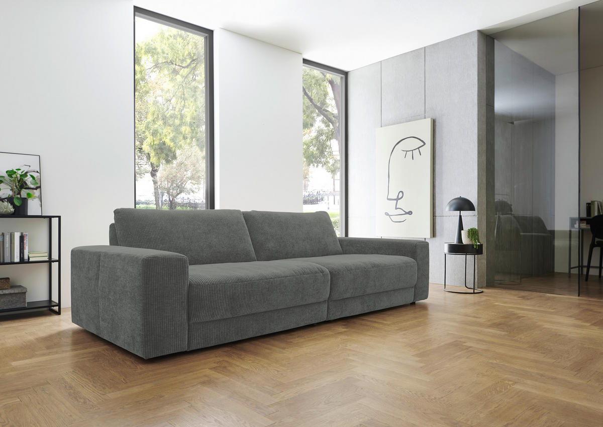 BIGSOFA in Chenille, Jacquard Grau  - Schwarz/Grau, Design, Kunststoff/Textil (270/83/125cm) - Niels Andersson