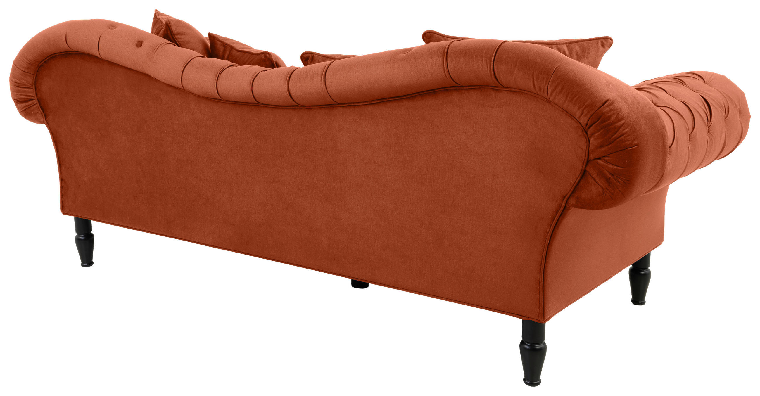 3-SITZER-SOFA in Velours Rostfarben - Rostfarben/Schwarz, Design, Holz/Textil (242/91/104cm) - MID.YOU