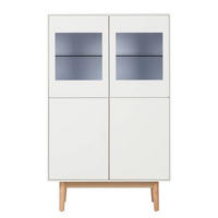 HIGHBOARD  in 80/132/40 cm  - Weiss/Eichefarben, Design, Glas/Holz (80/132/40cm) - home24