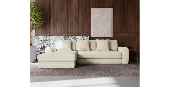 ECKSOFA in Cord Creme  182/302 cm  - Creme/Schwarz, MODERN, Kunststoff/Textil (182/302cm) - Carryhome