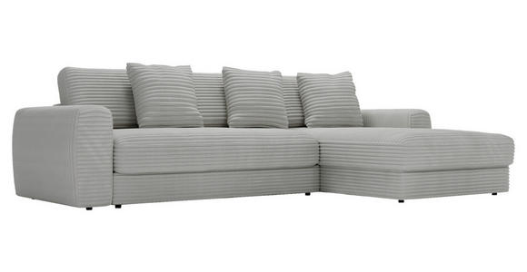 ECKSOFA Hellgrau Cord - Hellgrau/Schwarz, MODERN, Kunststoff/Textil (302/182cm) - Carryhome