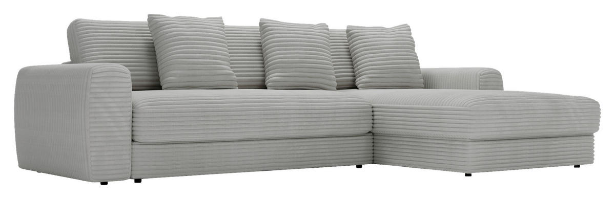 ECKSOFA in Cord Hellgrau  302/182 cm  - Hellgrau/Schwarz, MODERN, Kunststoff/Textil (302/182cm) - Carryhome