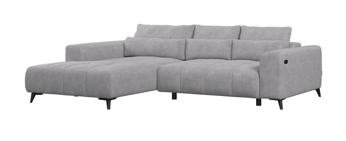 ECKSOFA Silberfarben Chenille Rückenkissen, Nierenkissen, Rücken echt, Sitzvorzug  - Silberfarben/Schwarz, KONVENTIONELL, Kunststoff/Textil (222/279cm) - Hom`in