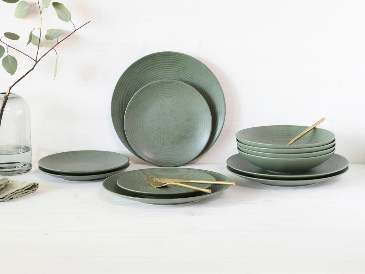 JEDÁLENSKÝ SERVIS, kamenina - zelená, Basics, keramika - Creatable